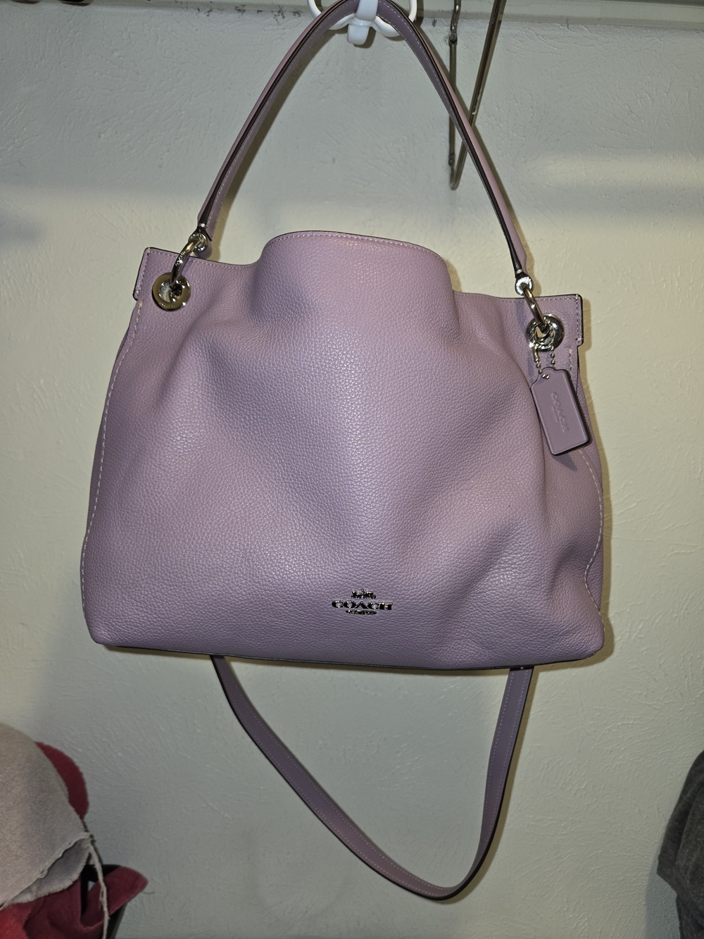 Coach Pebbled Leather Lavender Tote Bag